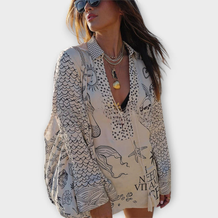 Liv - Water Satin Tassel Shirt and Shorts Set