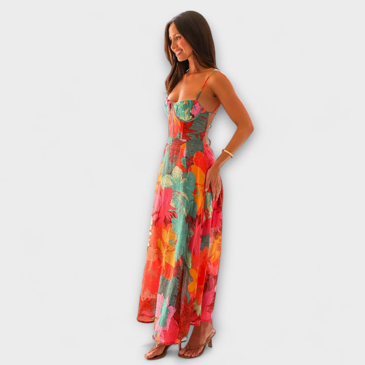 Audrey - Floral Print Strap Dress for Women - Stylish and Alluring