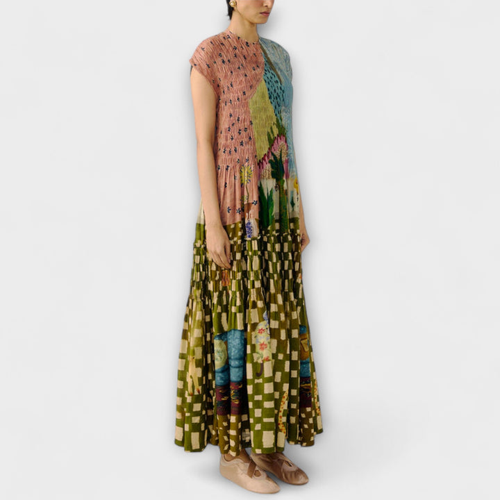 Amara - Pleated Dress with Animal Print