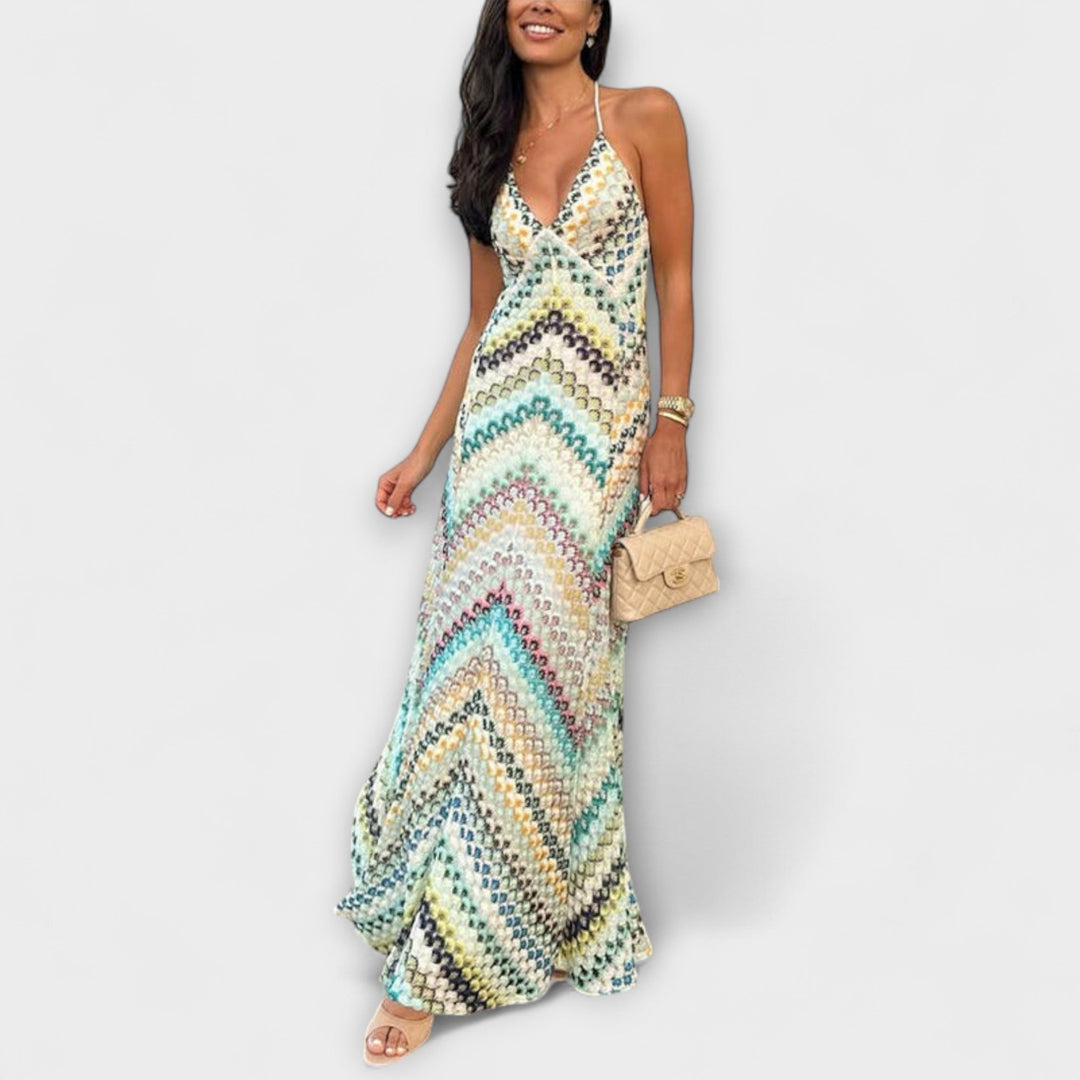 Remi - Missoni Colorful Herringbone Pattern Maxi Dress