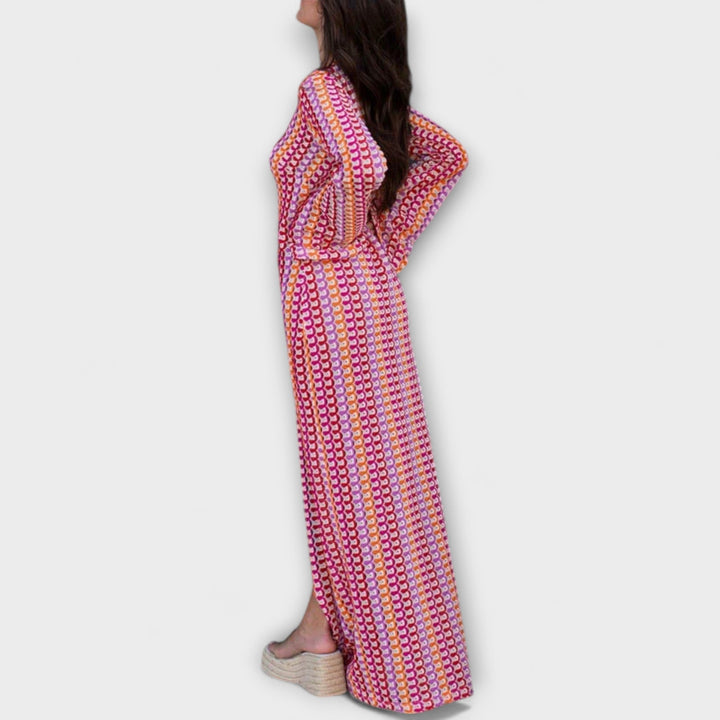 Elina – Maxi Dress with V-Neck and Vacation Flair