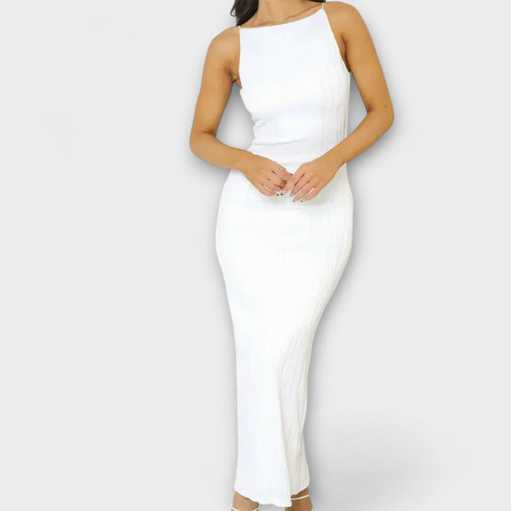 Chic sleeveless ruched long dress