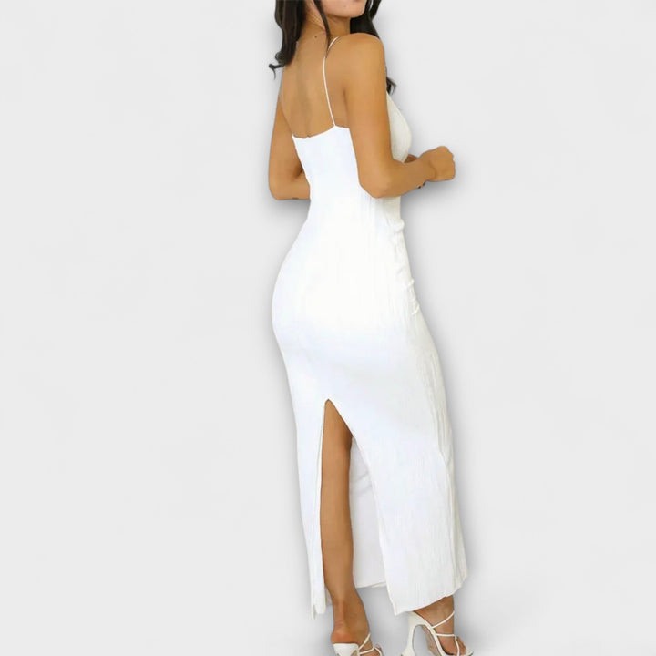 Chic sleeveless ruched long dress