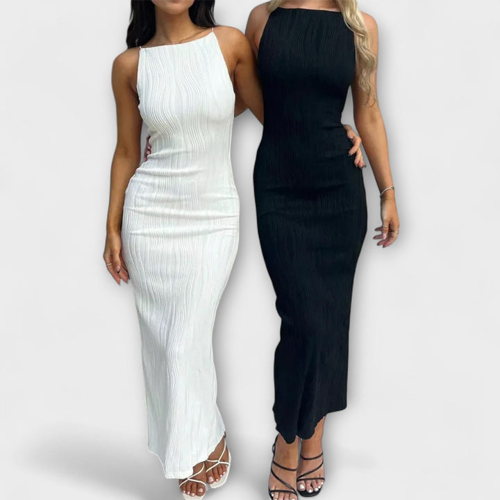 Chic sleeveless ruched long dress