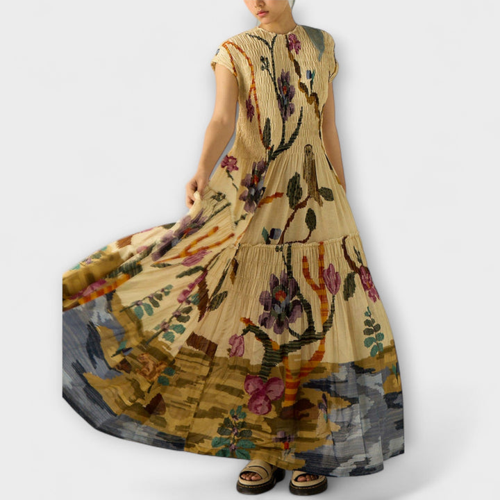 Amara - Pleated Dress with Animal Print