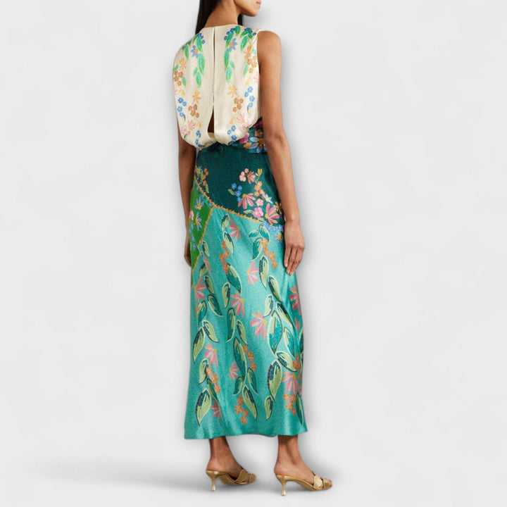 Aisling - Elegant Twisted Draped Floral Maxi Dress