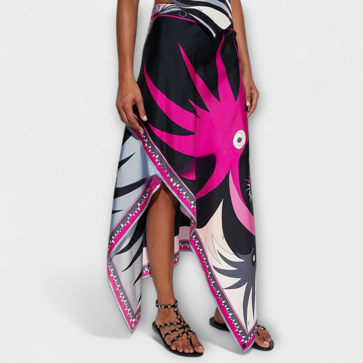 Everly - Halter Top and Asymmetrical Midi Skirt Set