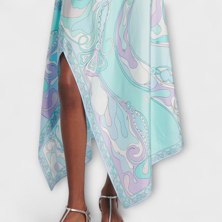 Everly - Halter Top and Asymmetrical Midi Skirt Set